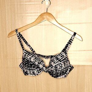 Maidenform Womens Black White Geometric Bikini Swim Top 36B